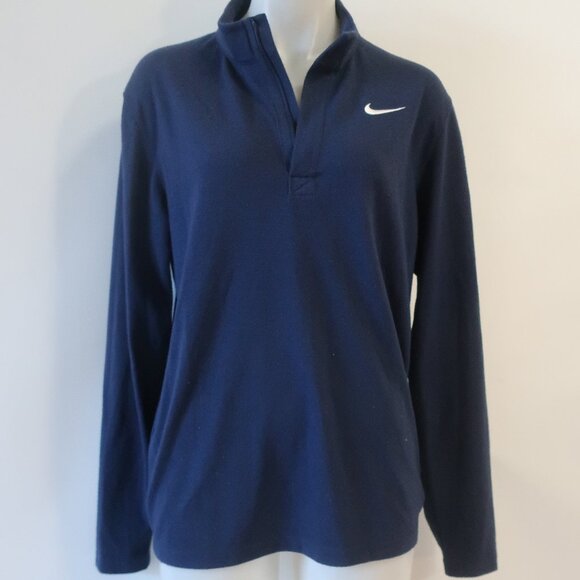 Mens Nike Navy Blue Long Sleeve 3/4 Zip Shirt M - Picture 1 of 5